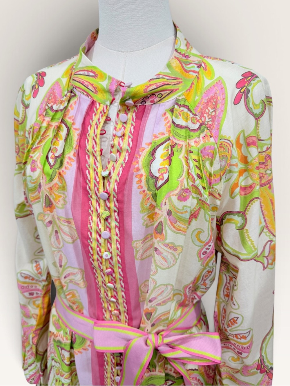 Antonio Melani Brynn Floral Mock Neck Long Sleeve Belted Dress Pink Green NWT - Picture 5 of 14